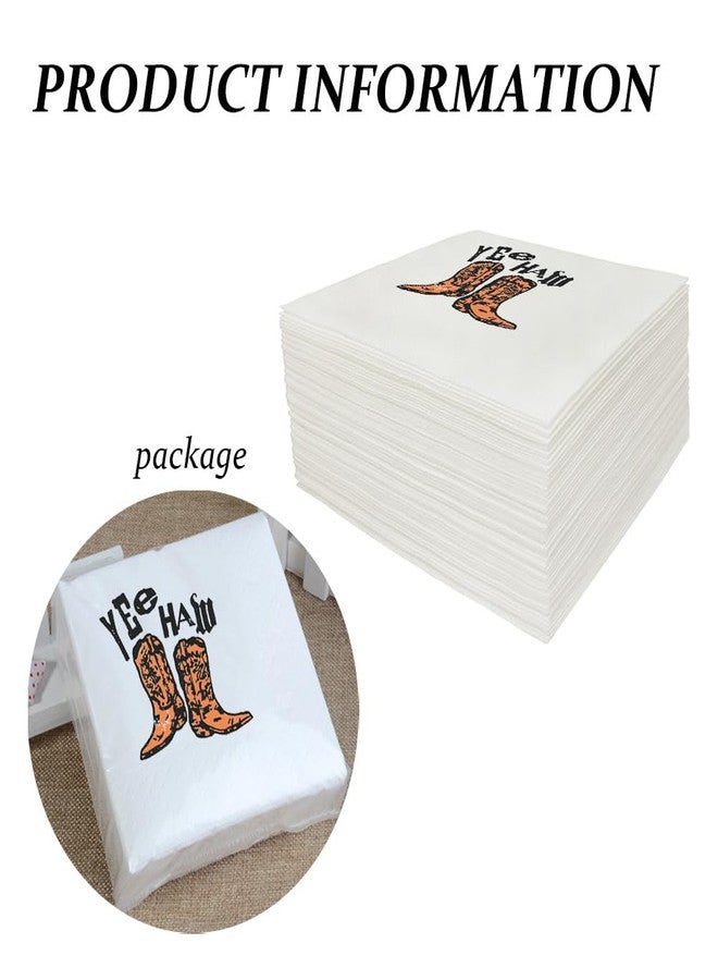 VOWFOO Yee Haw Cowboy Boots Cocktail Napkins Western Country Cowgirl Retro Vintage Party Disposable Beverage Bar Paper Napkins 100Pcs 4.5 x 4.5 2-ply (Yee Haw Cowboy Boots) - Image 3